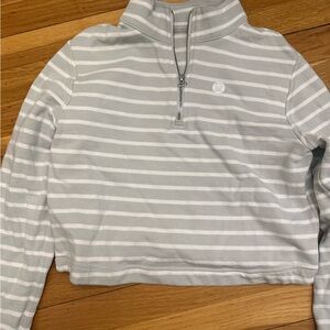 Lululemon Gray & White Striped Quarter-Zip Pullover